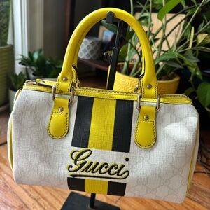 Gucci White and Yellow Satchel